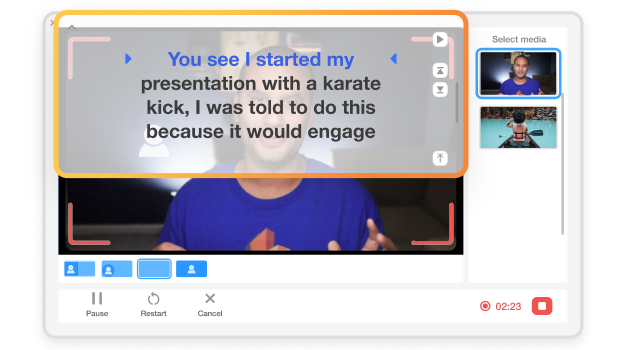 Record your screen, webcam, or both in Visla while generating Sora 2 video clips for projects and campaigns